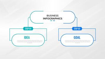 dos paso infografía etiqueta diseño modelo con línea iconos proceso pasos diagrama, presentaciones, flujo de trabajo disposición, bandera, fluir cuadro, informacion grafico ilustración. vector