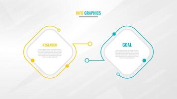 dos paso infografía etiqueta diseño modelo con línea iconos proceso pasos diagrama, presentaciones, flujo de trabajo disposición, bandera, fluir cuadro, informacion grafico ilustración. vector