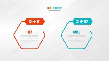 dos paso infografía etiqueta diseño modelo con línea iconos proceso pasos diagrama, presentaciones, flujo de trabajo disposición, bandera, fluir cuadro, informacion grafico ilustración. vector