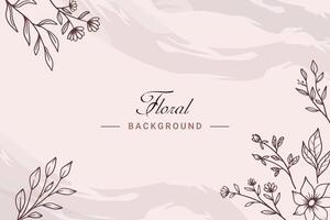 Rustic floral background with hand drawn leaves and flower ornament vector