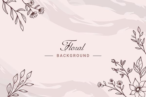 Rustic floral background with hand drawn leaves and flower ornament