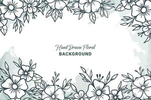 Rustic floral background with hand drawn leaves and flower ornament vector