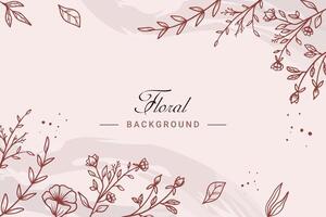 Rustic floral background with hand drawn leaves and flower ornament vector