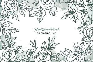 Rustic floral background with hand drawn leaves and flower ornament vector