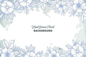 Rustic floral background with hand drawn leaves and flower ornament vector