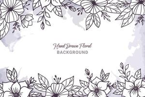 Rustic floral background with hand drawn leaves and flower ornament vector