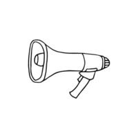 Megaphone, loudspeaker - a pipe in the shape of a truncated cone. Doodle. Hand drawn. Outline. vector