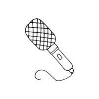 Microphone with wire. A musical device for amplifying or recording sound. Doodle. Hand drawn. Outline. vector