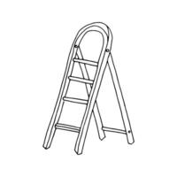 Portable stepladder, folding ladder. Doodle. Hand drawn. Outline. vector