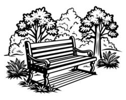 Realistic Bench Coloring Page In Park With Soft Color Blending vector