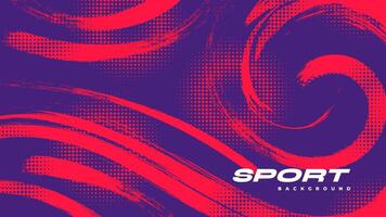 Abstract Sports Background with Red and Purple Brush Texture and Halftone Effect. Retro Grunge Background for Banner or Poster Design vector