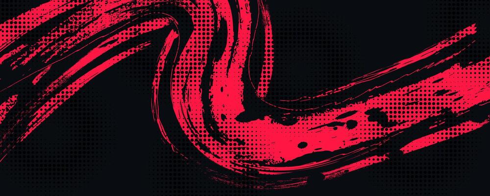 Abstract Grunge Background with Black and Red Brush Texture. Creative Design for Sports Background with Halftone Effect