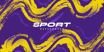 Abstract Sports Background with Purple and Yellow Brush Texture and Halftone Effect. Grunge Background for Banner or Poster Design vector