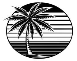 Retro vintage of palm trees Silhouette vector