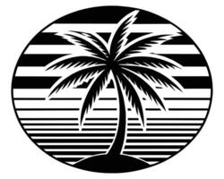 Retro vintage of palm trees Silhouette vector