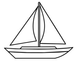 Simple drawing of a sailboat in black and white vector