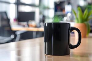 black ceramic mug 11oz stock photo