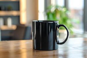 black ceramic mug 11oz stock photo