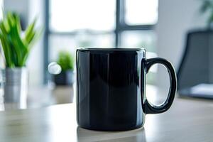 black ceramic mug 11oz stock photo