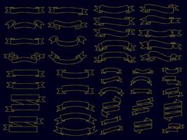 dorado color cinta elementos. oro contorno moderno sencillo cintas recopilación. plano bandera cinta para decorativo diseño. cintas, pancartas, insignias, etiquetas diseño elementos. vector