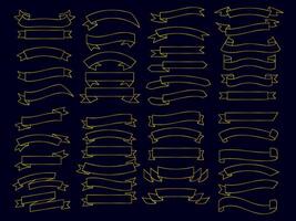 dorado color cinta elementos. oro contorno moderno sencillo cintas recopilación. plano bandera cinta para decorativo diseño. cintas, pancartas, insignias, etiquetas diseño elementos. vector