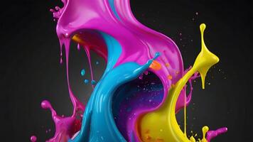 Colorful paint splash. A rainbow of colors explosion on a black background. photo