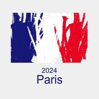 Creative hand drawn grunge brushed flag of France with solid background. Paris 2024 vector