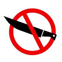 Knife use prohibited. No knife use sign. Restricted item icon. vector