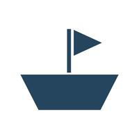 Boat icon with flag. Sailboat. vector