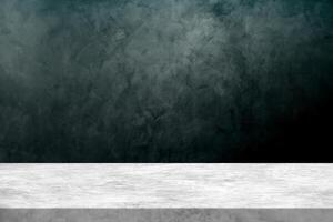 Concrete Table with tidewater green ombre concrete wall background photo