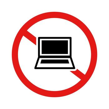 PC use prohibited icon. Computer out of service. vector
