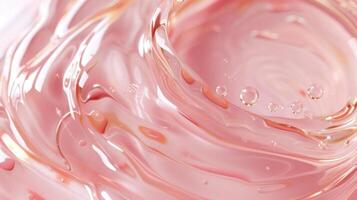 Beautiful texture of pink skin care lotion. . photo