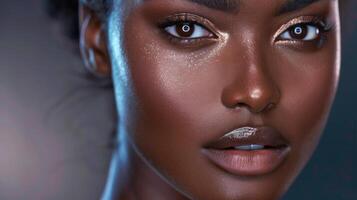 Glow on African American beauty. . photo