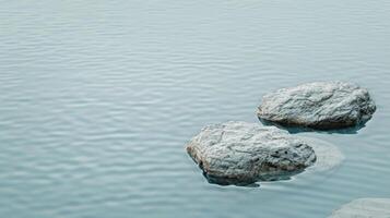 Rocks of serenity on a quiet water surface. . photo