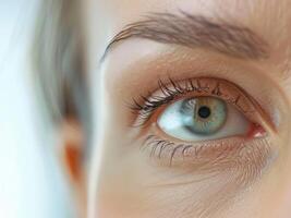 Close up portrait of a bright eye. Senior woman. . photo