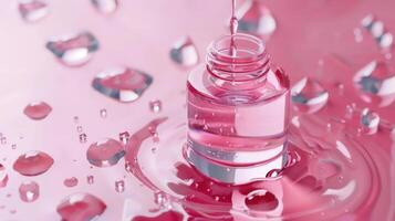 Elegant pink skincare serum. . photo