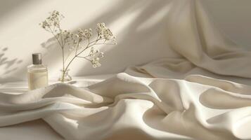 Elegant silk fabric adorned with the scent of spring. . photo