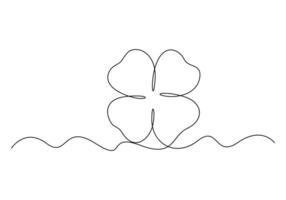 Four leaves clover continuous one line drawing premium illustration vector