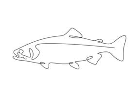 Continuous one line drawing of salmon for fishing logo identity premium illustration vector