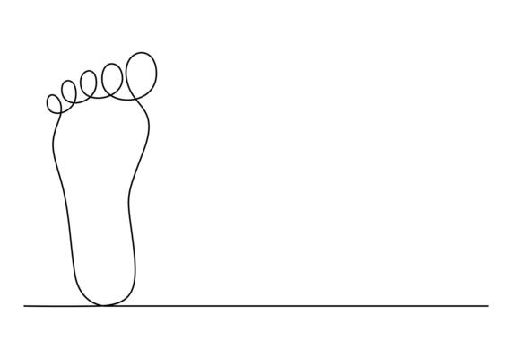 Bare foot continuous one line drawing of concept doodle style digital illustration