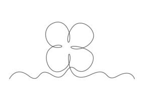 Four leaves clover continuous one line drawing premium illustration vector