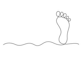 Bare foot continuous one line drawing of concept doodle style digital illustration vector
