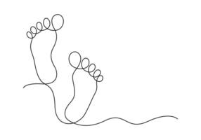 Bare foot continuous one line drawing of concept doodle style digital illustration vector