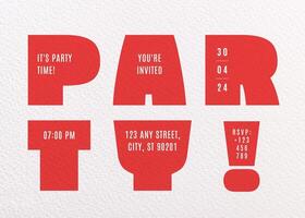 Minimalist Text Party Invitation Card Template