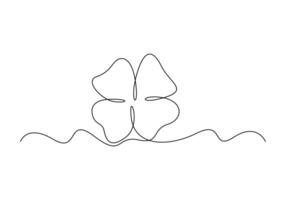 cuatro hojas trébol continuo uno línea dibujo prima ilustración vector