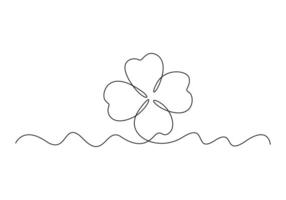 Four leaves clover continuous one line drawing premium illustration vector