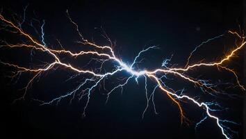 lightning, thunder, sparks , on a completely black background to overlay the screen photo