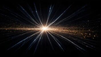 A burst of light, a magical glittering light, on a completely black background, for a screen overlay photo