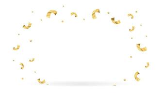 Golden confetti with shadow isolated on transparent background.Falling abstract decoration template for birthday celebrate, anniversary or Christmas, New Year party. illustration EPS 10. vector