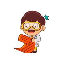 cute scientist boy cartoon character vector